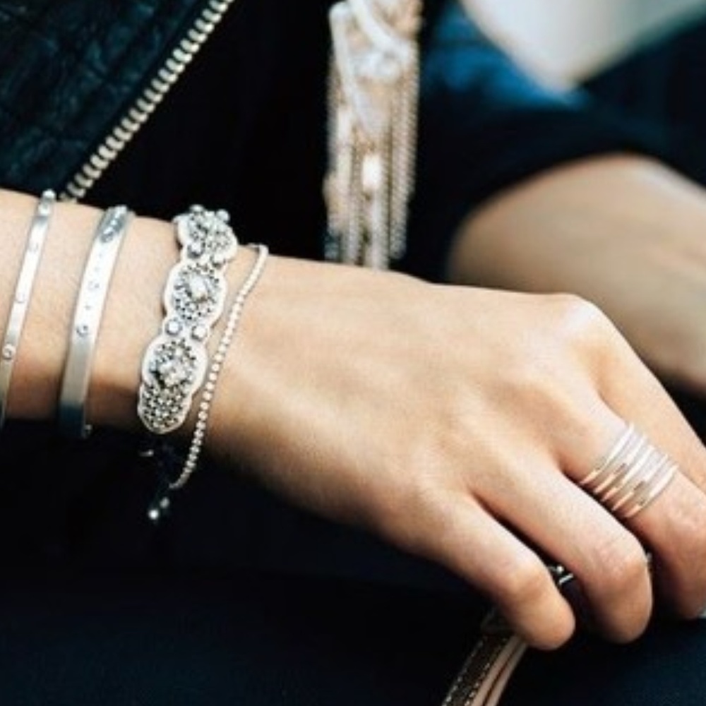 Stella & Dot | Shimmering SILVER Crystal Encrusted Marquis Cuff Bracelet - Picture 3 of 5